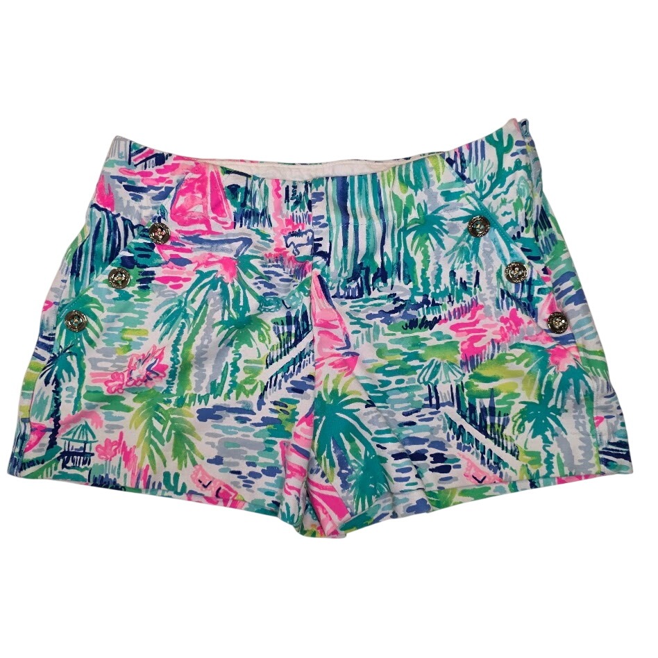 Lilly Pulitzer Women's Sz 4 Marina Knit Shorts Salt In The Air Tropical Colorful